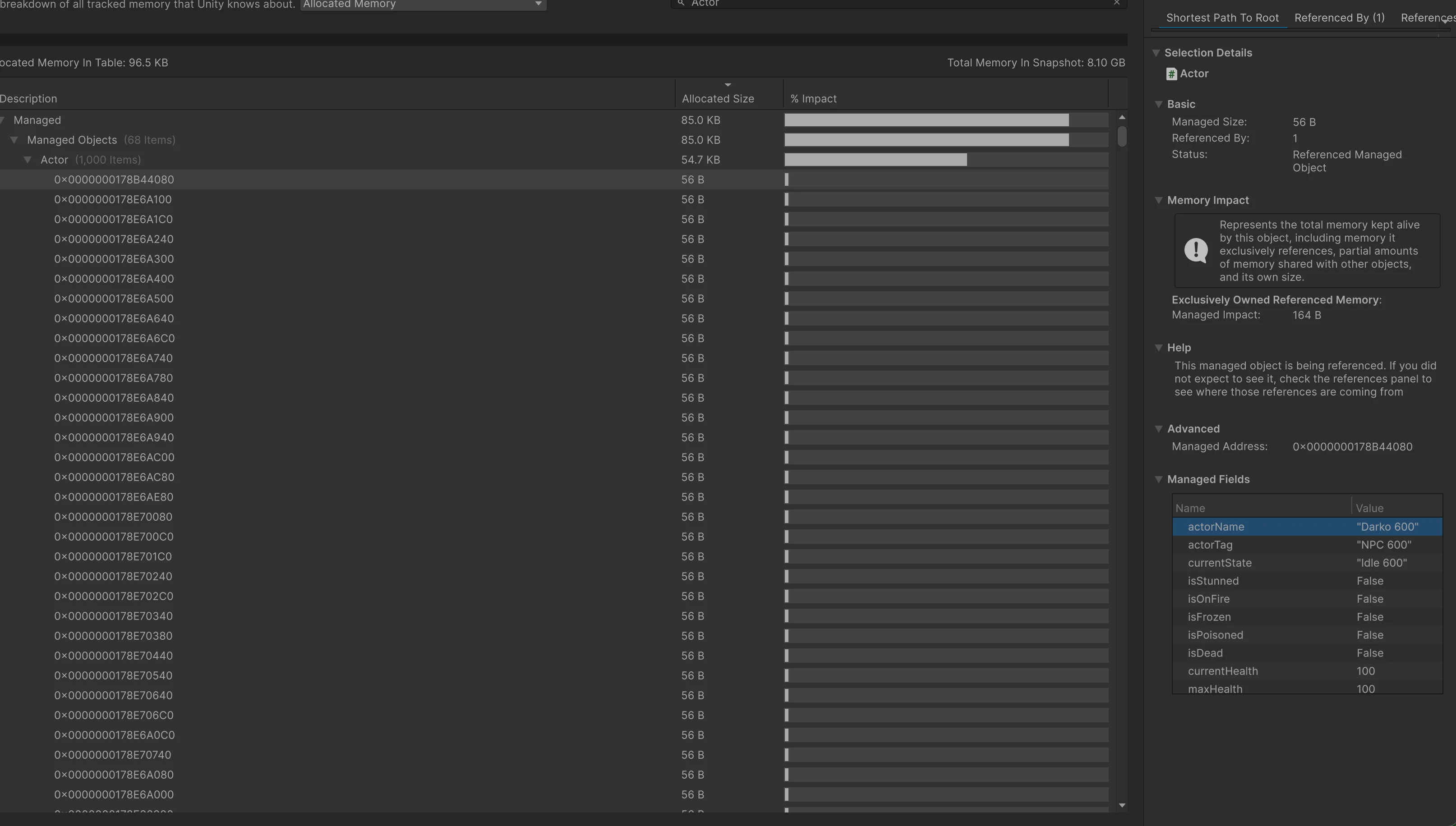 darko unity managed memory 1000 units
