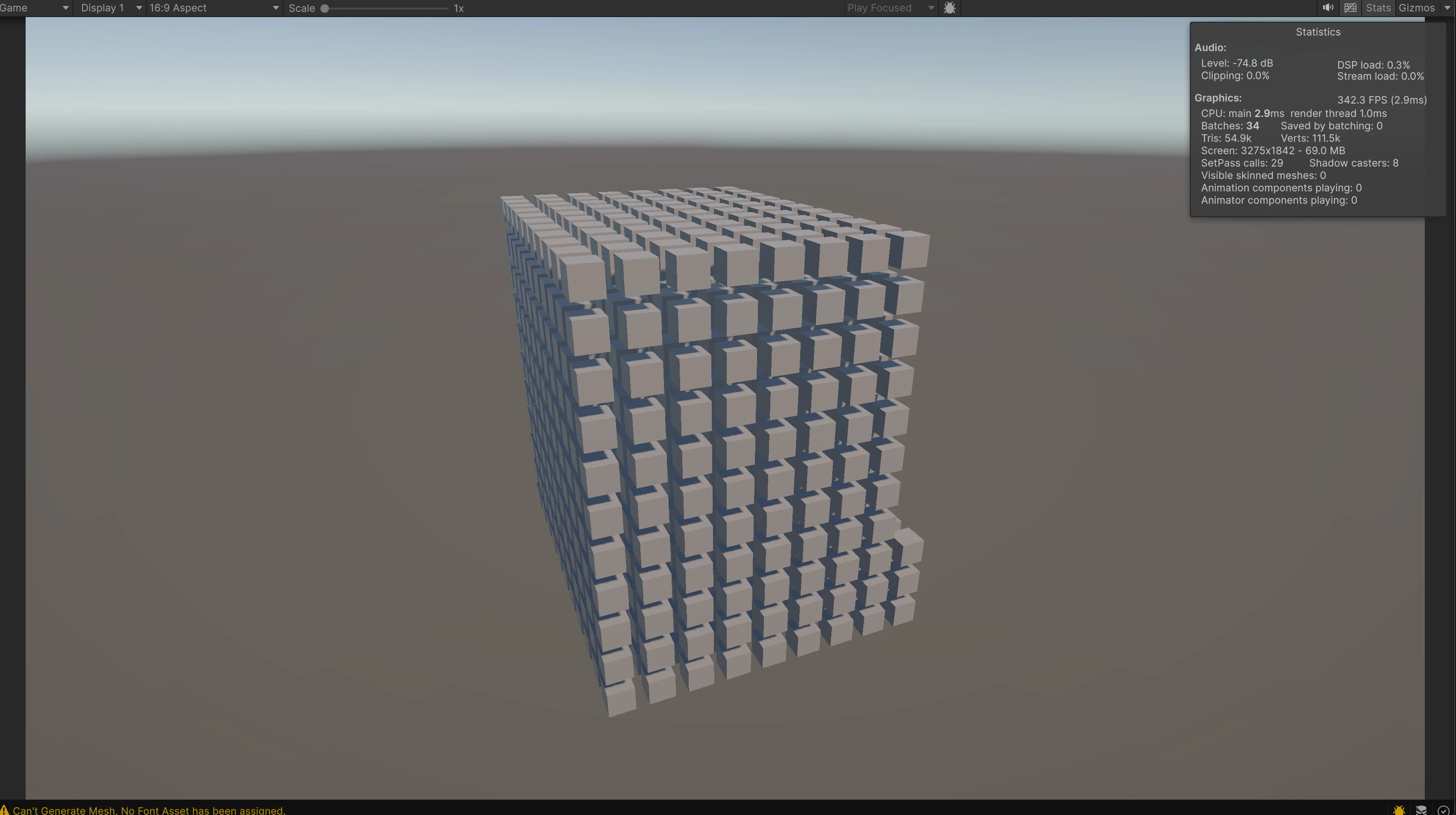 DOTS instantiate test at 1.000 cubes