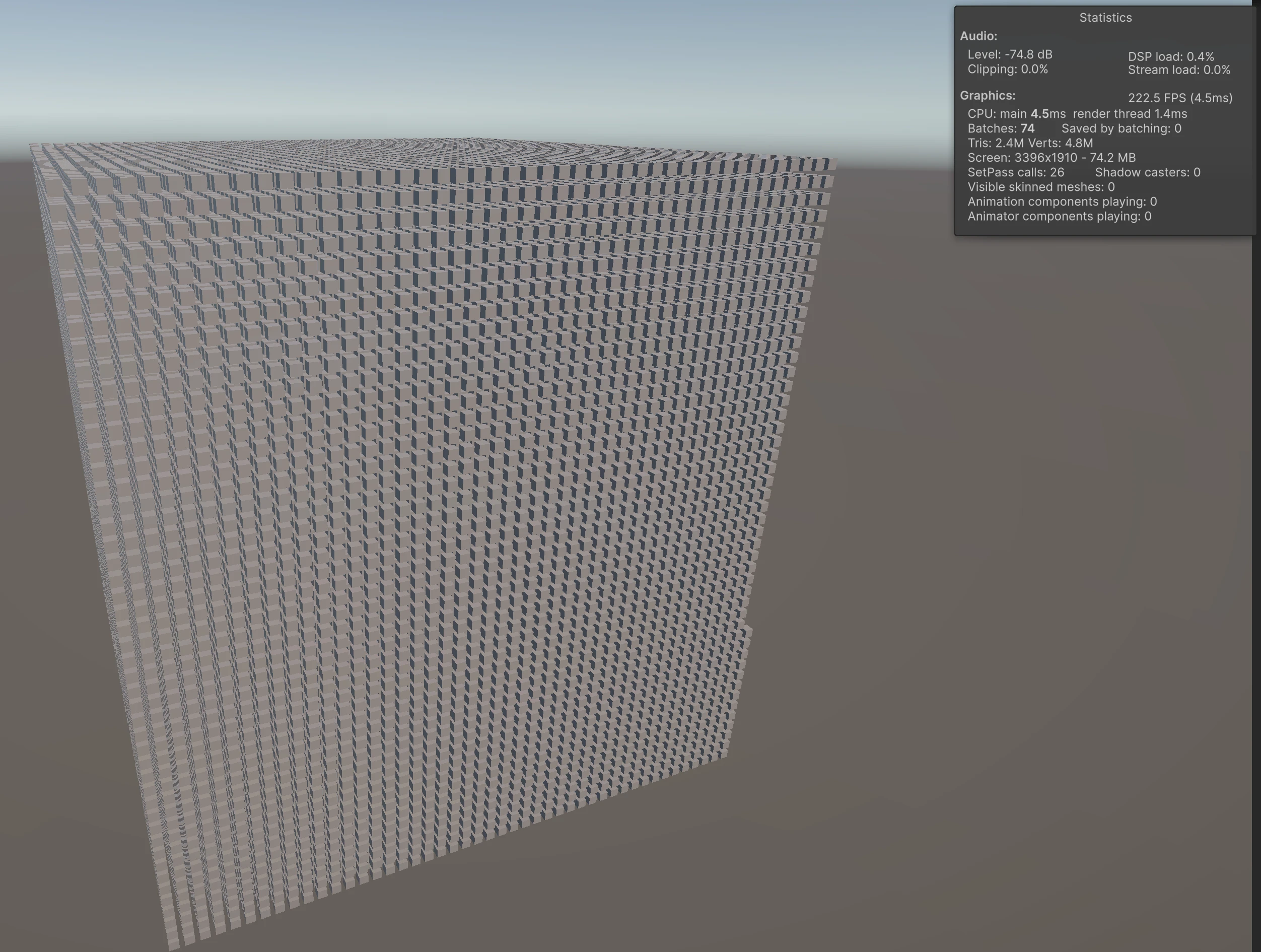 DOTS instantiate test at 100.000 cubes