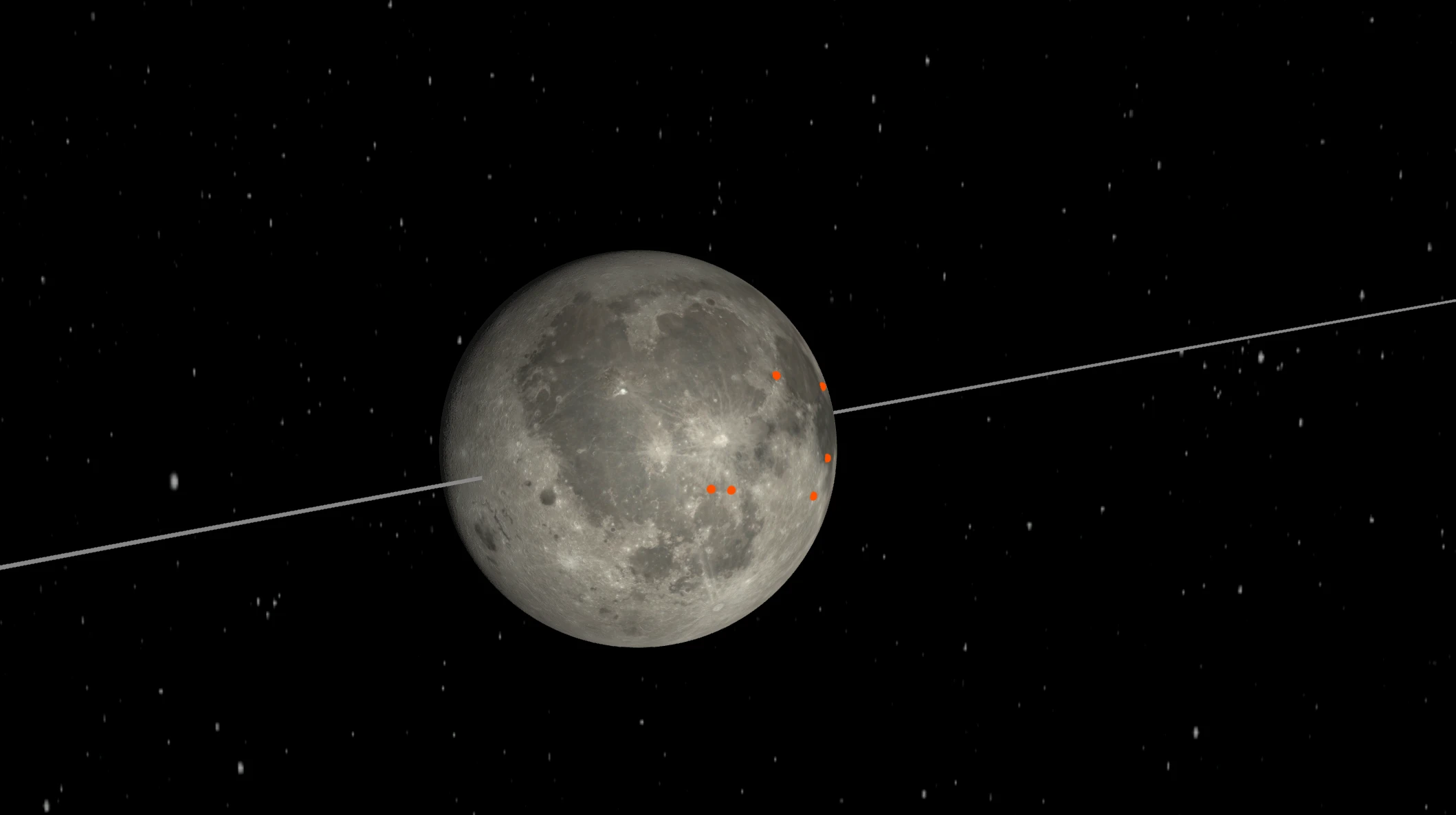 Moon-centered view with trajectory in NASA’s Artemis II AROW 3D viewer