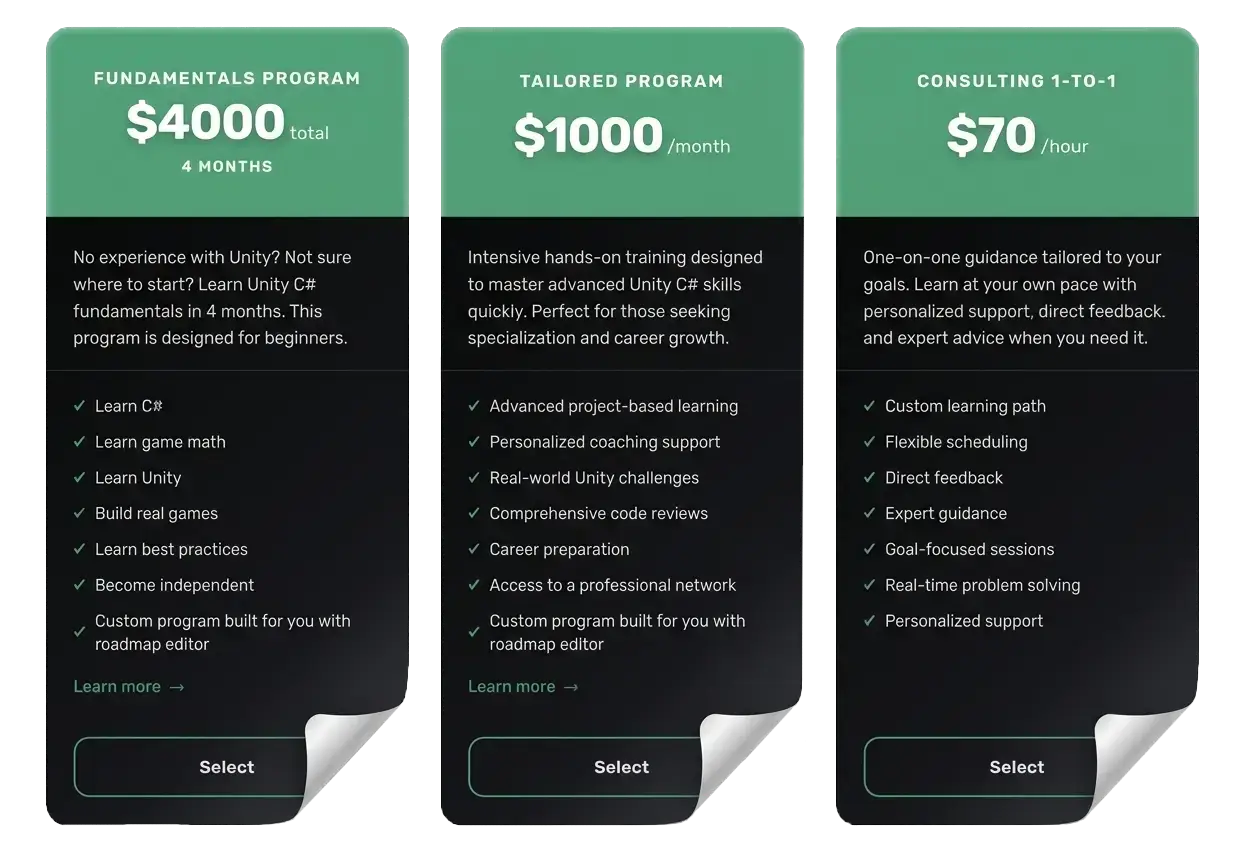 Mentorship programs: Fundamentals Program, Tailored Program, Consulting 1-to-1